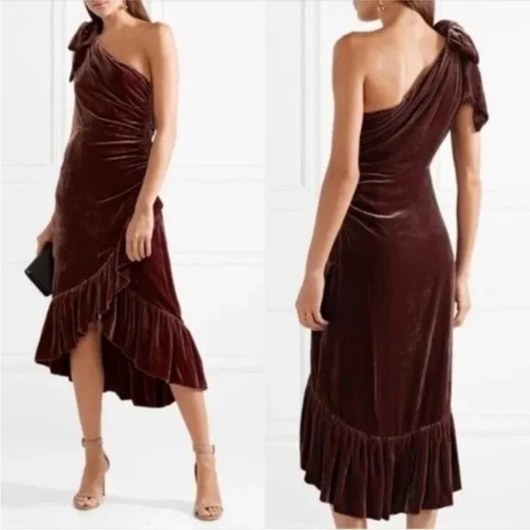 Ulla Johnson Elisa One-shoulder Velvet Dress in Puce 6 - Picture 1 of 13